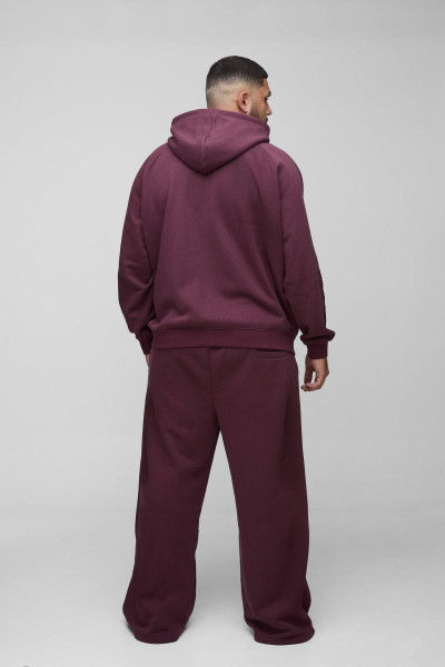 Плюс великий спортивний костюм реглан із вишитою блискавкою та капюшоном
