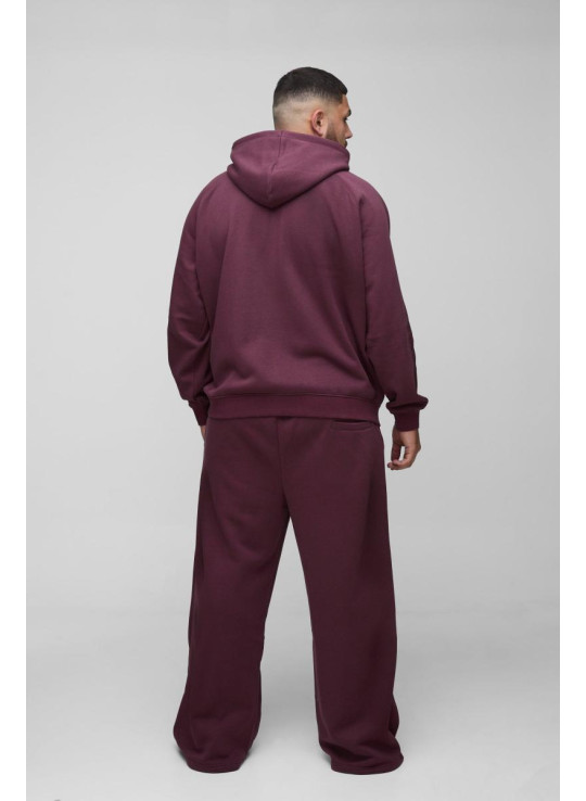 Плюс великий спортивний костюм реглан із вишитою блискавкою та капюшоном