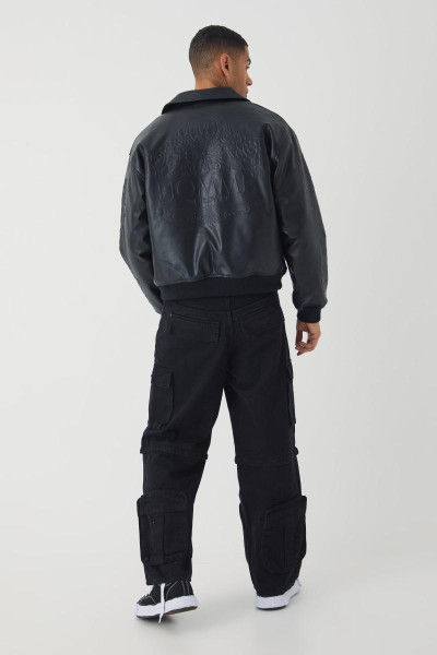 Чорний бомбер із поліуретану Boxy Homme