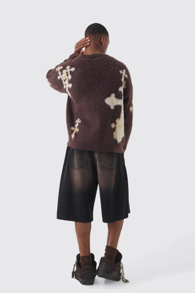 Негабаритний боксерський хрест проточений в'язаний джемпер