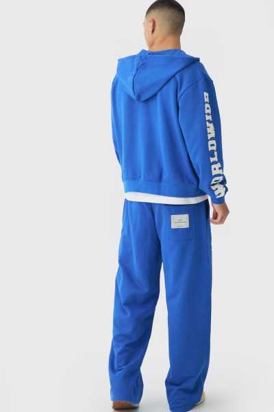 Спортивний костюм великого розміру Boxy Worldwide Raw Edge Applique Zip Through