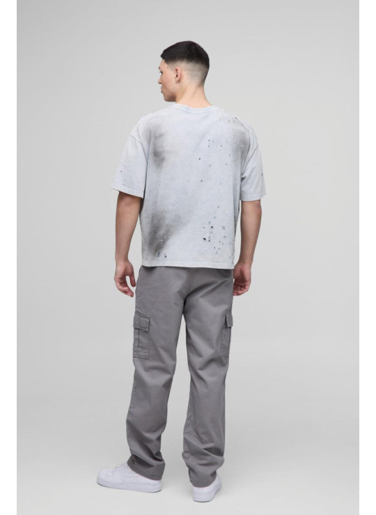 Покладена талія Пряма нога Вантажний брюк