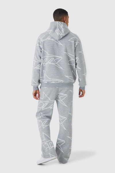 Величезний спортивний костюм із капюшоном і кльошем із принтом зірок