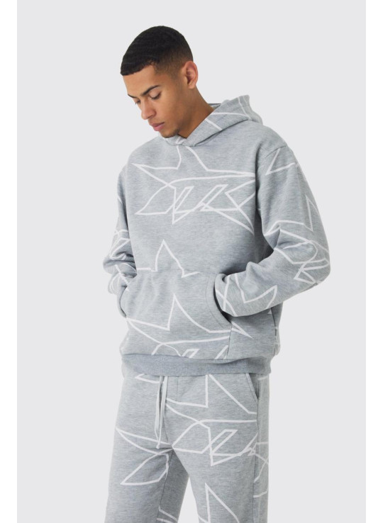 Величезний спортивний костюм із капюшоном і кльошем із принтом зірок