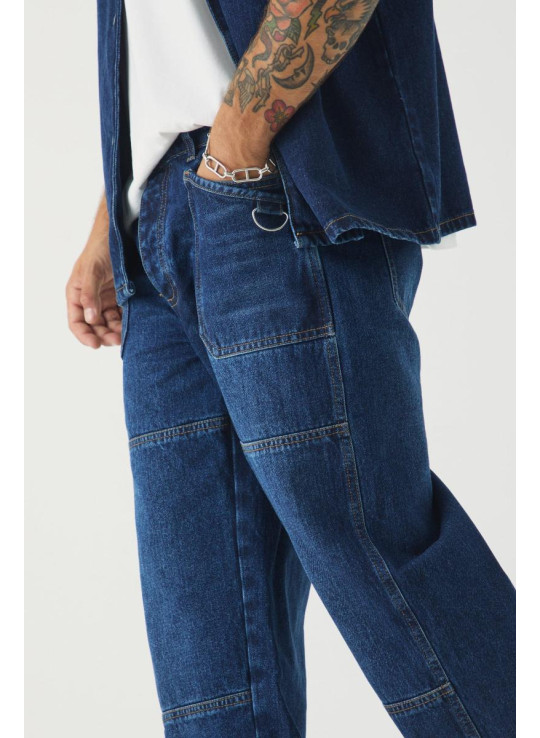 Розслаблені жорсткі джинси з карабінами