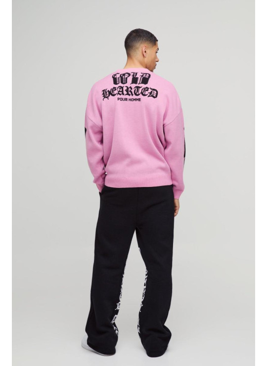 Негабаритна крапла плечна скелетна друк трикотажного джемпера