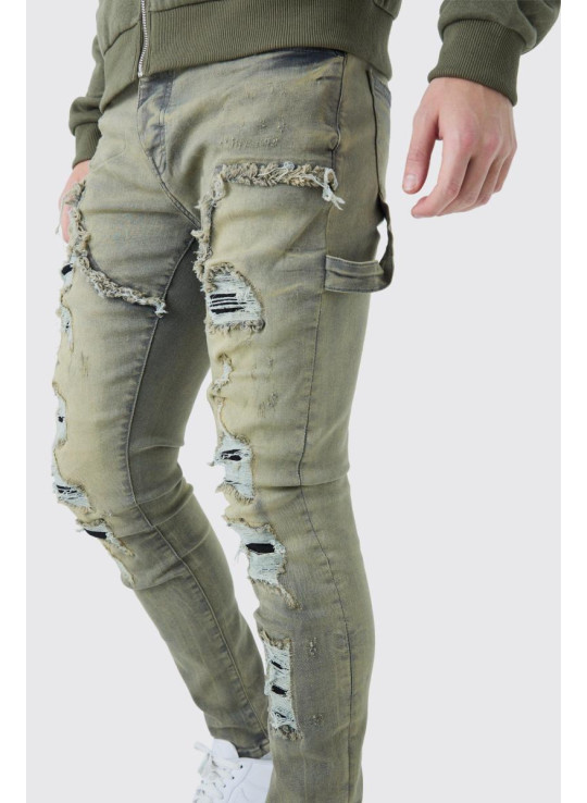 Вузькі стрейч-джинси Carpenter із багаторазовими порізами в античному сірому кольорі