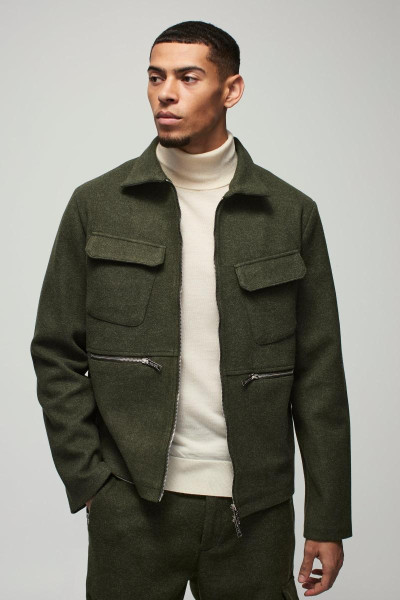 Звичайна кишеня з вовняним виглядом Harrington