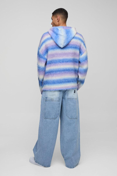 Негабаритна боксерська підходить омбре -смугаста мазка в'язана толстовка