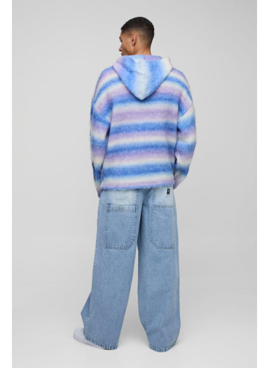 Негабаритна боксерська підходить омбре -смугаста мазка в'язана толстовка