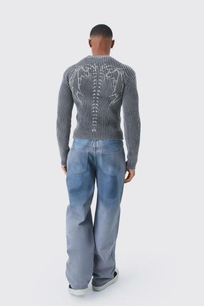 В'язаний джемпер Acid Wash з ребристою формою Muscle Fit