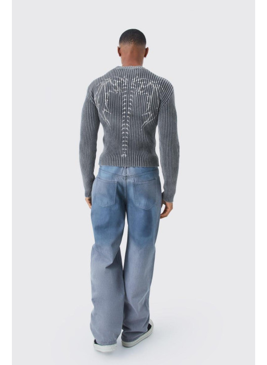 В'язаний джемпер Acid Wash з ребристою формою Muscle Fit