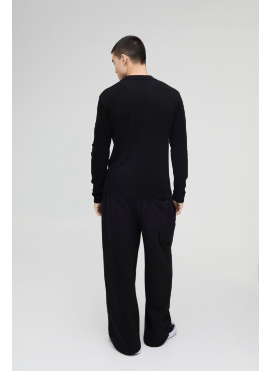 Трикотажне поло з довгими рукавами Regular Deep V Revere Collar