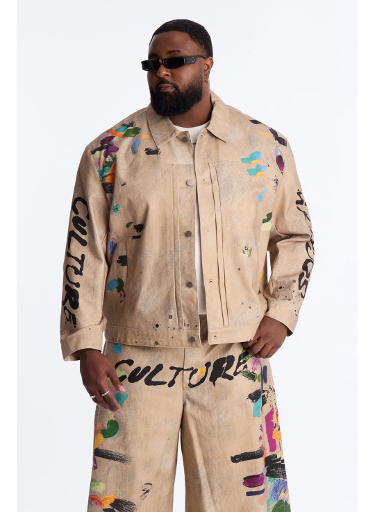 Укорочена робоча куртка Culture Society з бризками фарби
