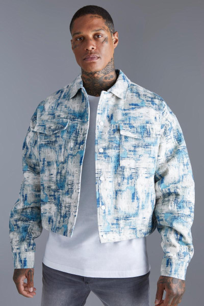 Яскравий абстрактний жаккардовий піджак Harrington