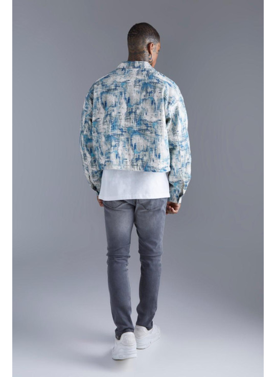 Яскравий абстрактний жаккардовий піджак Harrington
