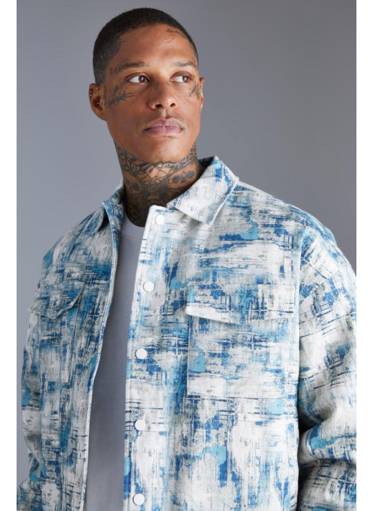 Яскравий абстрактний жаккардовий піджак Harrington