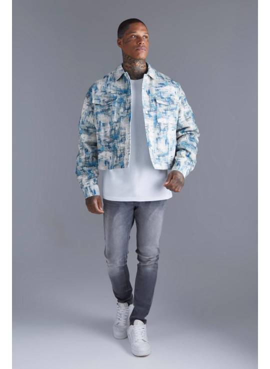 Яскравий абстрактний жаккардовий піджак Harrington