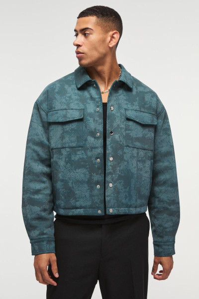 Зелена куртка Harrington із штучної замші з ефектом потріскань