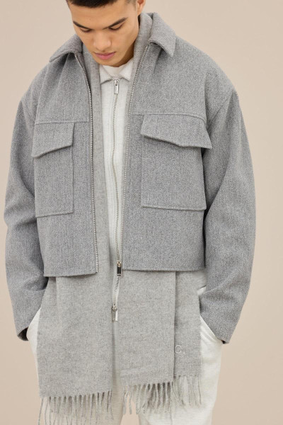 Сіра куртка Harrington з квадратним коміром