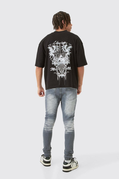 Супервузькі стрейч-рвані джинси брудного прання