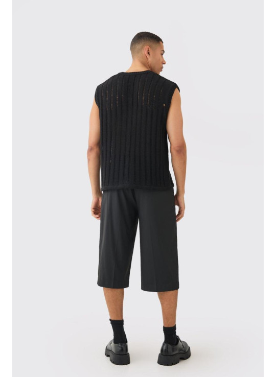 Регулярний підходить відкритий шов жилет в чорний колір