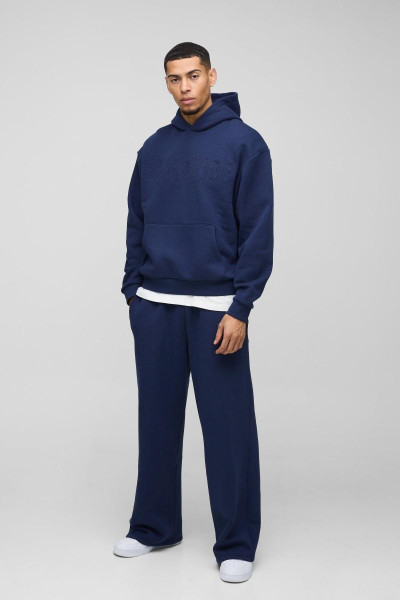 Спортивний костюм великого розміру Boxy Worldwide з тисненням і капюшоном