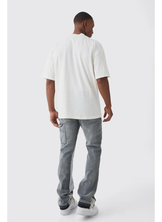 Тонкі, жорсткі столярні джинси з розкльошеними бризками фарби