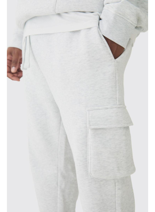 330GSM Plus Skinny Fit Cargo Jogger із сірого мергеля