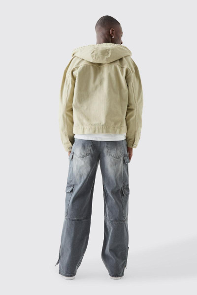 Мішкуваті сірі джинси карго з декількома кишенями з аплікацією Bm