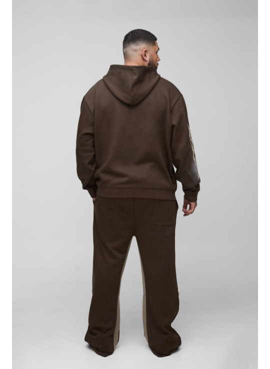 Плюс великий спортивний костюм на блискавці з малюнком і капюшоном