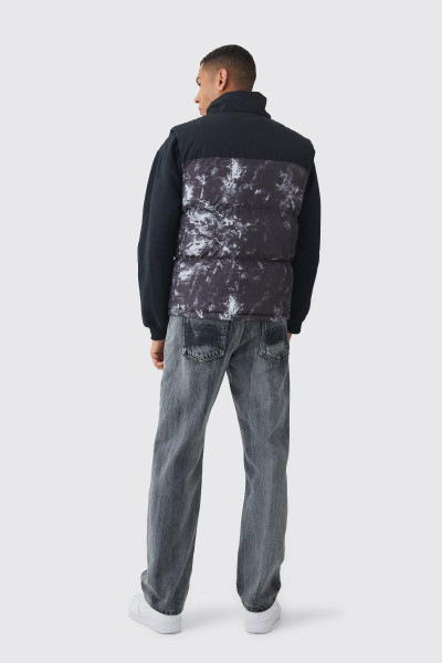 Вугільна куртка-пуховик з лійковим вирізом із кольоровими блоками