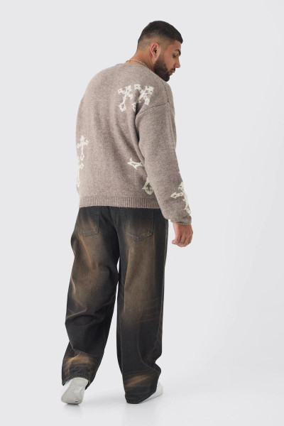 Плюс готичний хрест великого розміру, пухнастий трикотаж