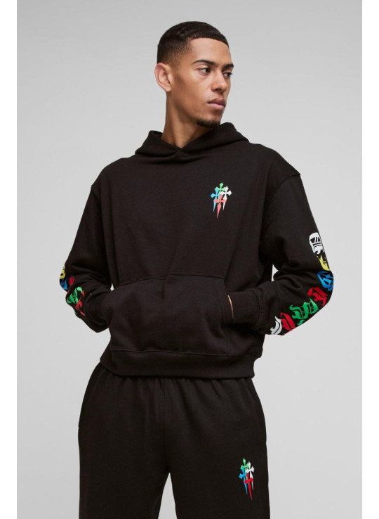Величезний спортивний костюм із капюшоном і принтом у формі хрестика