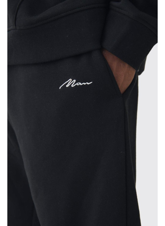 330GSM Plus Regular Fit чоловічі фірмові джоггери чорного кольору
