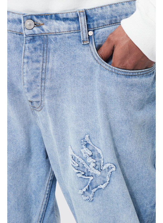 Плюс прямі джинси з аплікацією в формі голуба