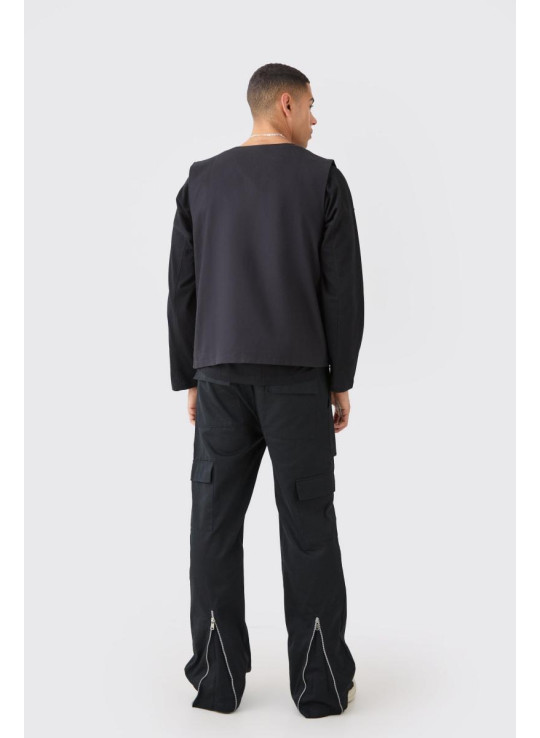 Розкльошені брюки-карго з еластичною талією та блискавкою