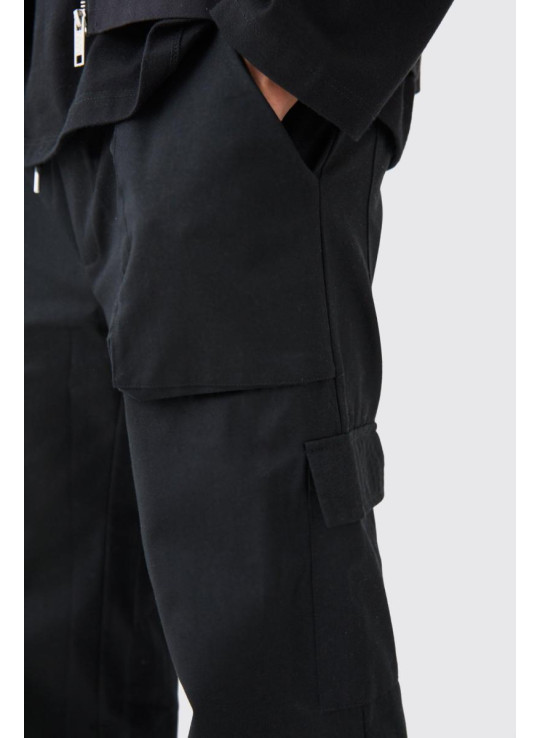 Розкльошені брюки-карго з еластичною талією та блискавкою