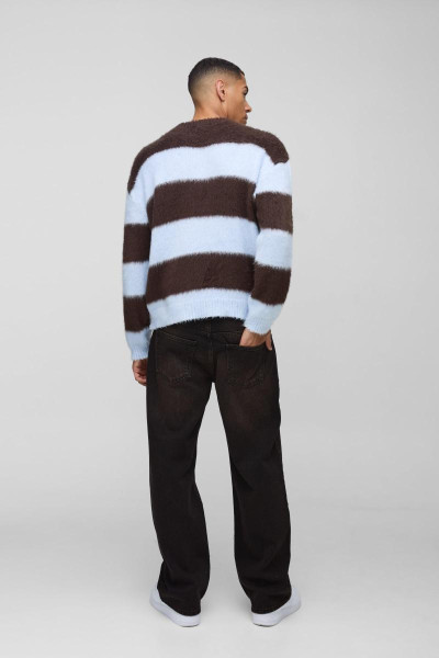 Негабаритна коробка -смугаста мазка в'язана джемпер