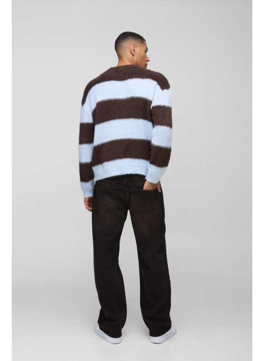 Негабаритна коробка -смугаста мазка в'язана джемпер