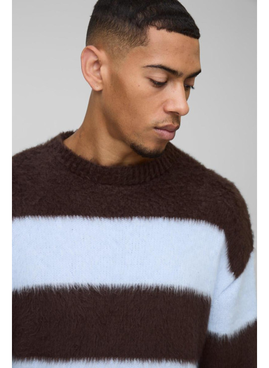 Негабаритна коробка -смугаста мазка в'язана джемпер