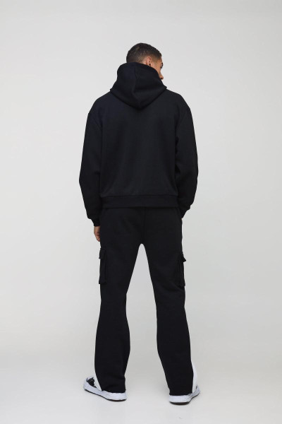 Худі великого розміру та спортивний костюм карго з ластовицею з необробленим подолом