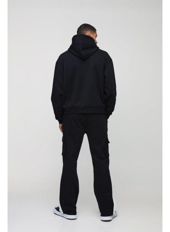 Худі великого розміру та спортивний костюм карго з ластовицею з необробленим подолом