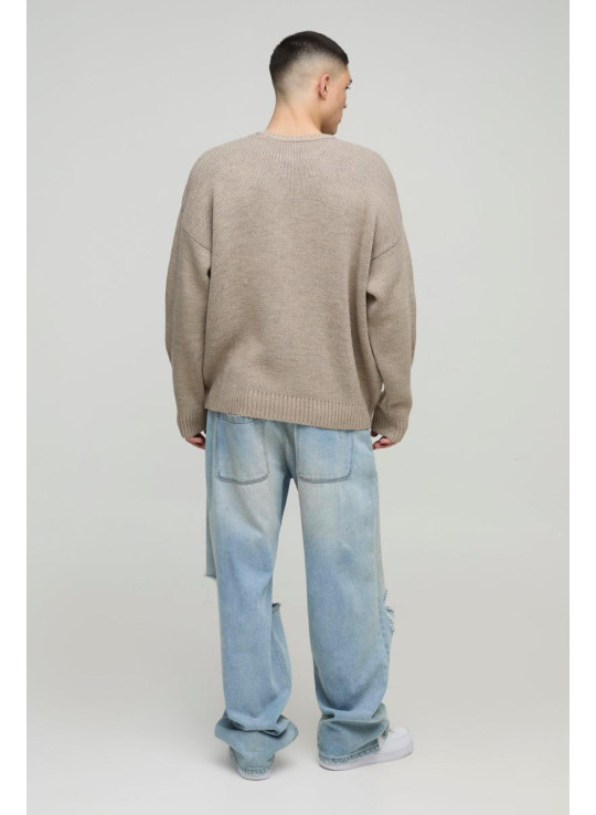 Негабаритний плюшевий графічний трикотажний джемпер