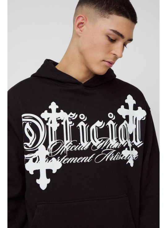 Величезний спортивний костюм із капюшоном і принтом у формі хрестика