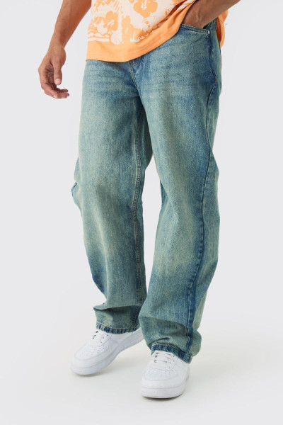 Мішкуваті жорсткі джинси античного синього кольору