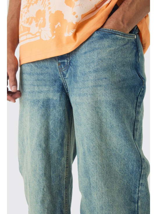 Мішкуваті жорсткі джинси античного синього кольору