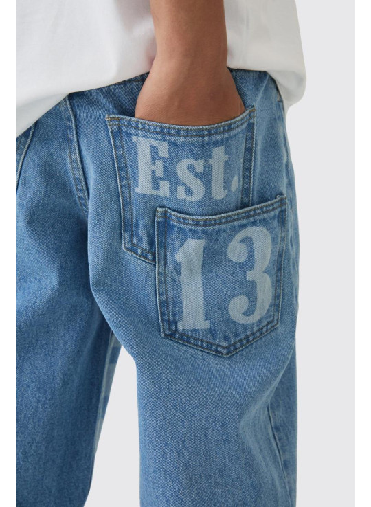 Мішкуваті жорсткі джинси Homme з лазерним принтом