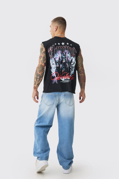 Мішкуваті світло-блакитні джинси з жорстким подвійним поясом